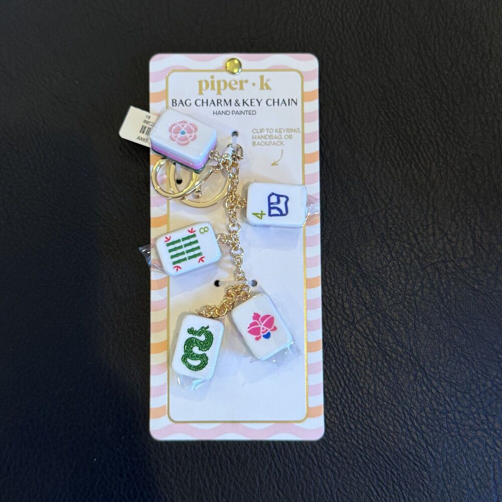NWT piper k mahjong bag charm clip keychain